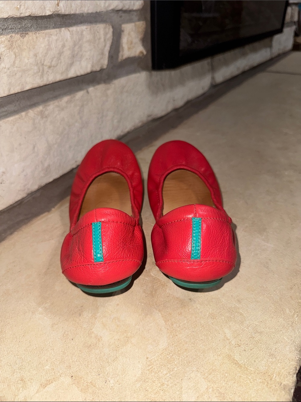 Tieks Red Ballet Flats with Teal Soles - Picture 6 of 10